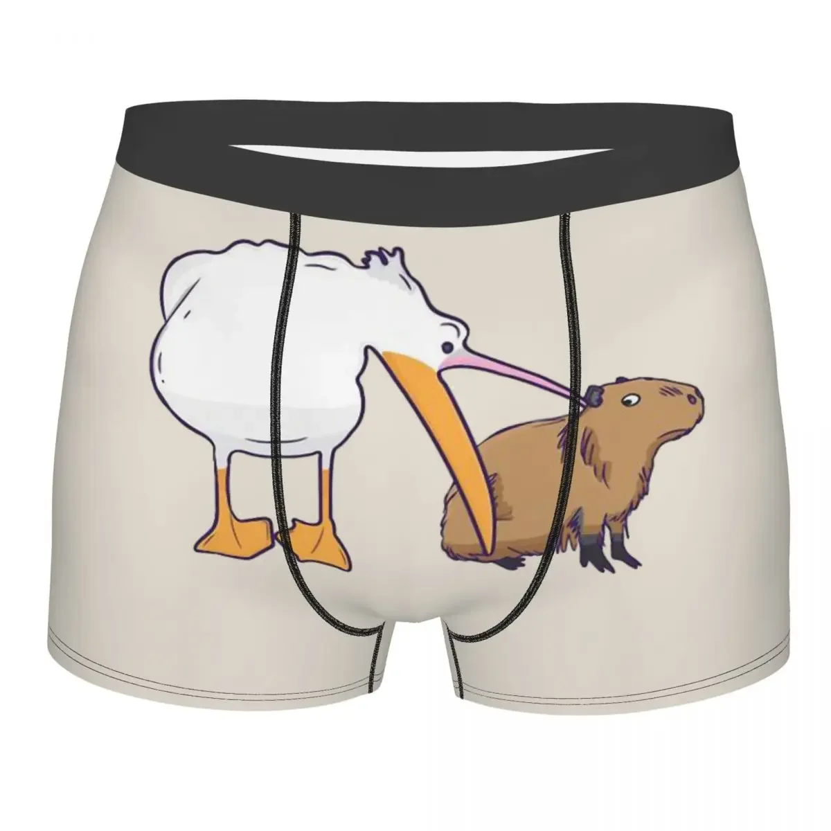 Pelican And Capybara Men's Boxer Briefs, Highly Breathable Underpants,High Quality 3D Print Shorts Gift Idea