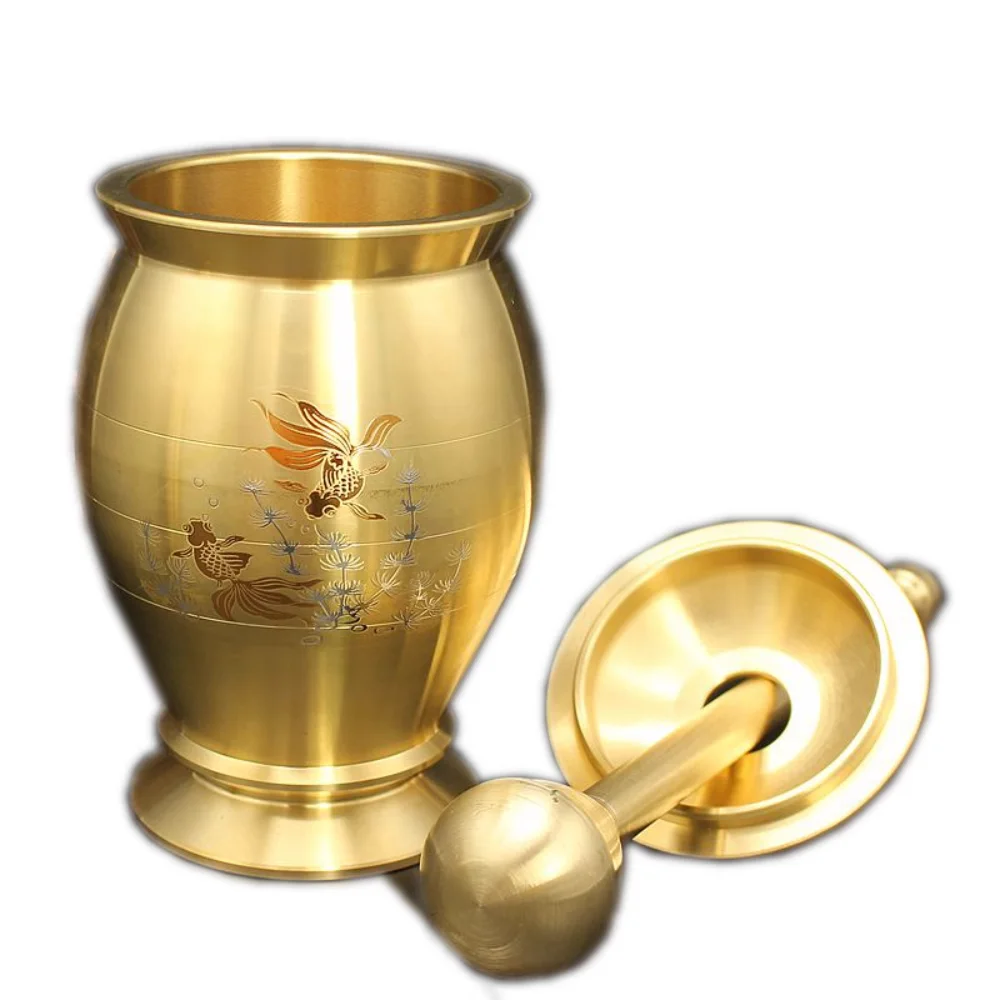 Pure copper pounding jar, pestle, medicine cup, ring bowl, mortar pot, brass, mashing garlic mash, kitchen grinder