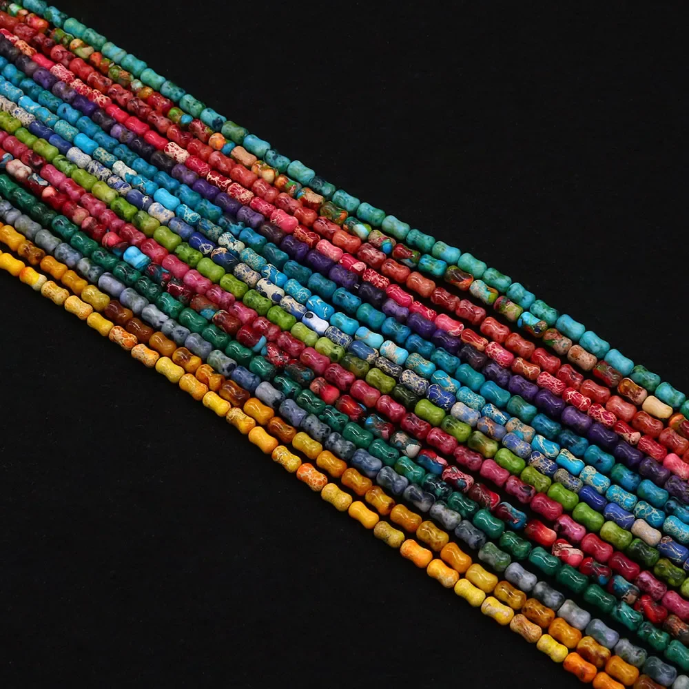 

Natural Emperor Stone Turquoise Tube Multicolor Loose Square Beads 4x6mm for Jewelry Making DIY Earrings Bracelet Findings