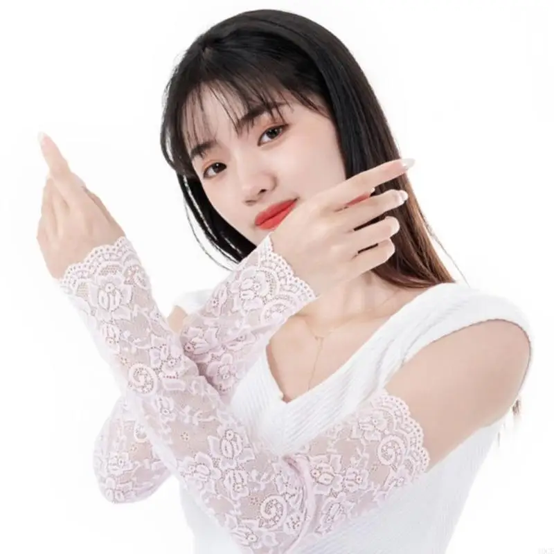 Fashion Lace Embroidery Arm Sleeves Sun Blocking Cooling Accessories Sports Running Essential 
