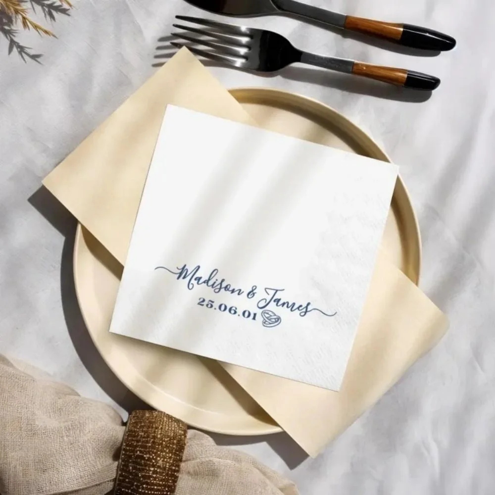 مناديل زفاف مخصصة مع الاسم |   مناديل الحفلات الشخصية |   أي نص على المناديل الخطوبة #6