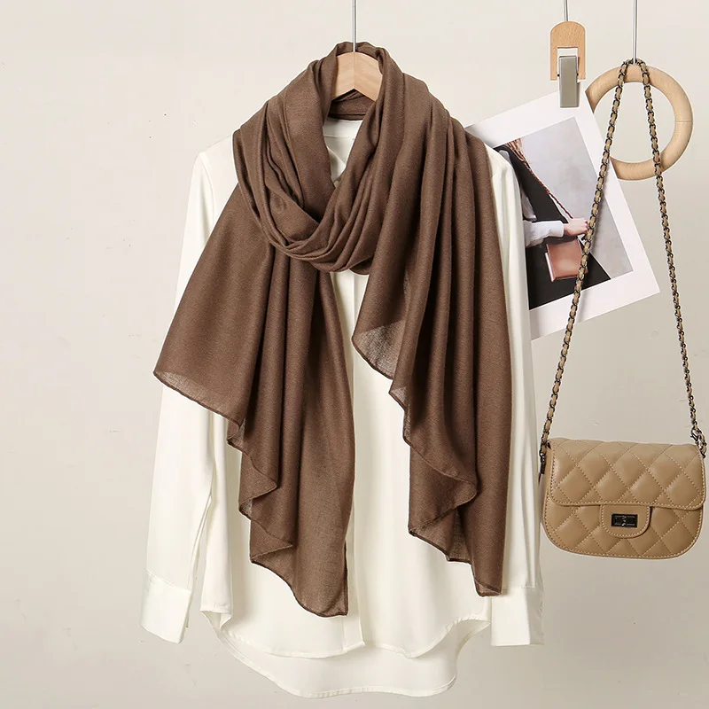 

Solid Color Linen Scarf for Women Autumn Winter Gift Idea Southeast Asia Style Multifunctional Travel Shawl Cotton Blend
