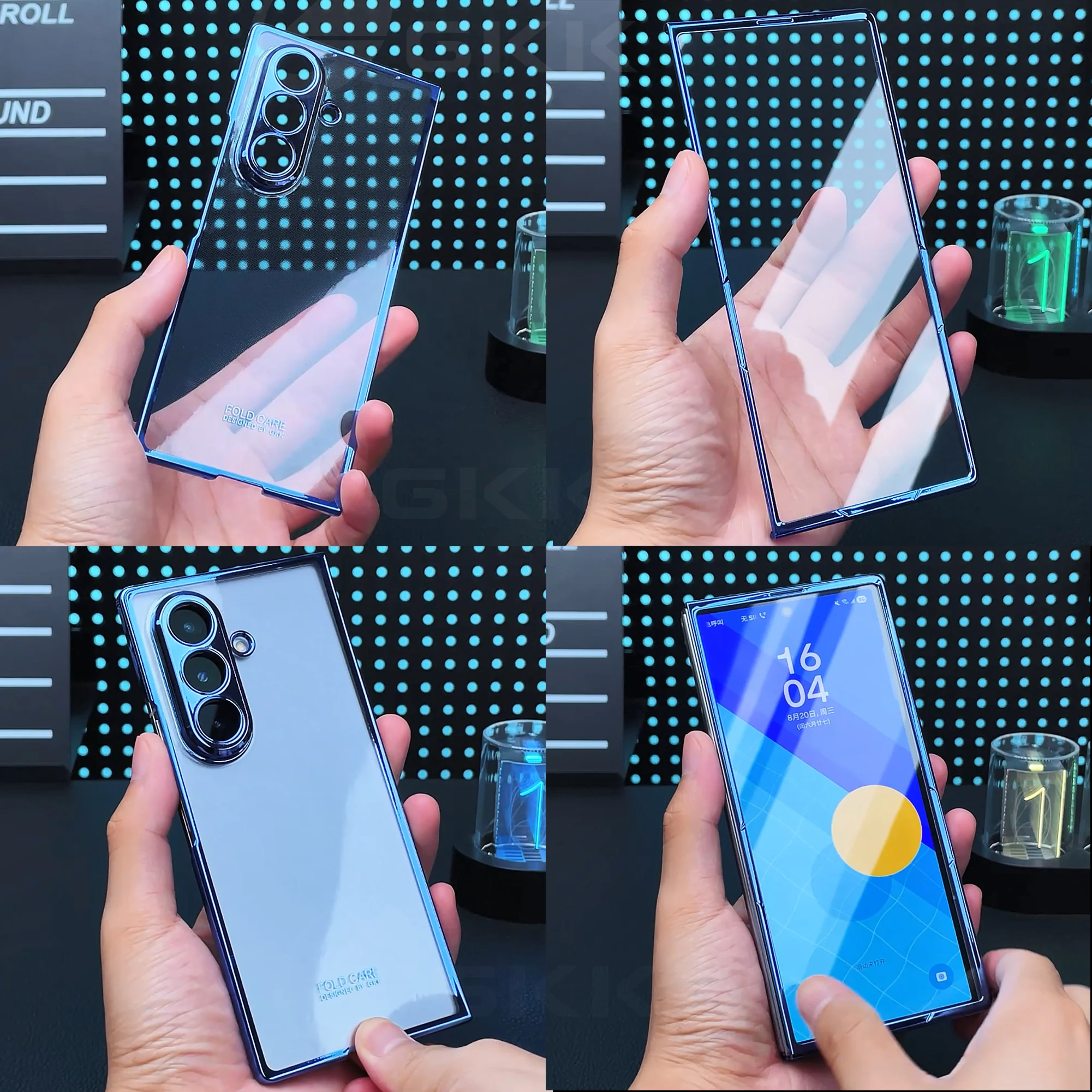 Luksusowe etui z powłoką galwaniczną i przezroczystą obudową do Samsung Galaxy Z Fold 7 6 5 4, szklana osłona ekranu przedniego, plastikowa osłona ochronna do etui Galaxy Z Fold7 — zdjęcie produktu 2