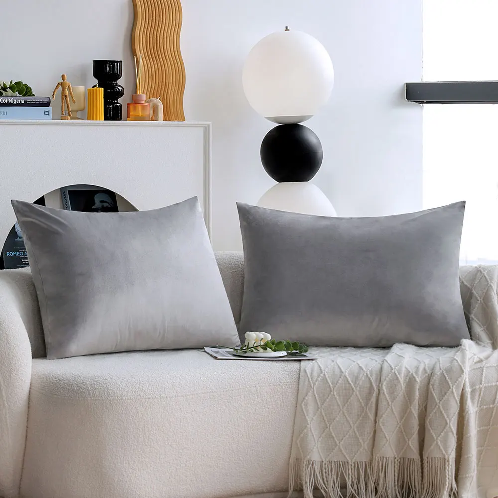 Grey Velvet Pillowcase 50x70cm Luxury Soft Cushion Cover For Sofa Bedroom Modern Home Decor Living Room Throw Pillow Cover