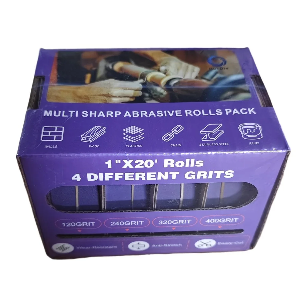 1set 25mm*8m Multi-Grit Sanding Belt High Precision Alumina Sanding Belt Rolls Box Sandpaper For Metal Wood Glass Polishing