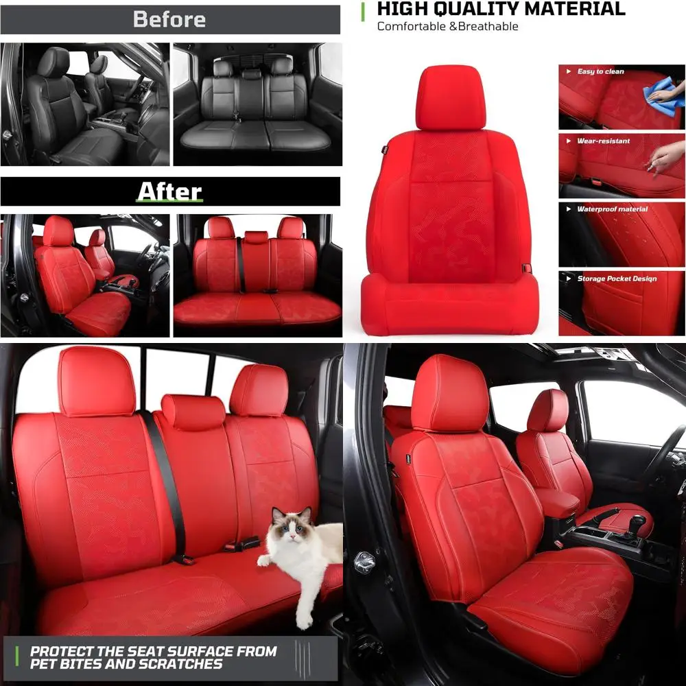 

Чехлы на автомобильные сиденья, подходят для Toyota Tacoma 2016-2023, полностью покрытые чехлы на автомобильные сиденья из искусственной кожи, полный комплект, водонепроницаемые, дышащие на заказ