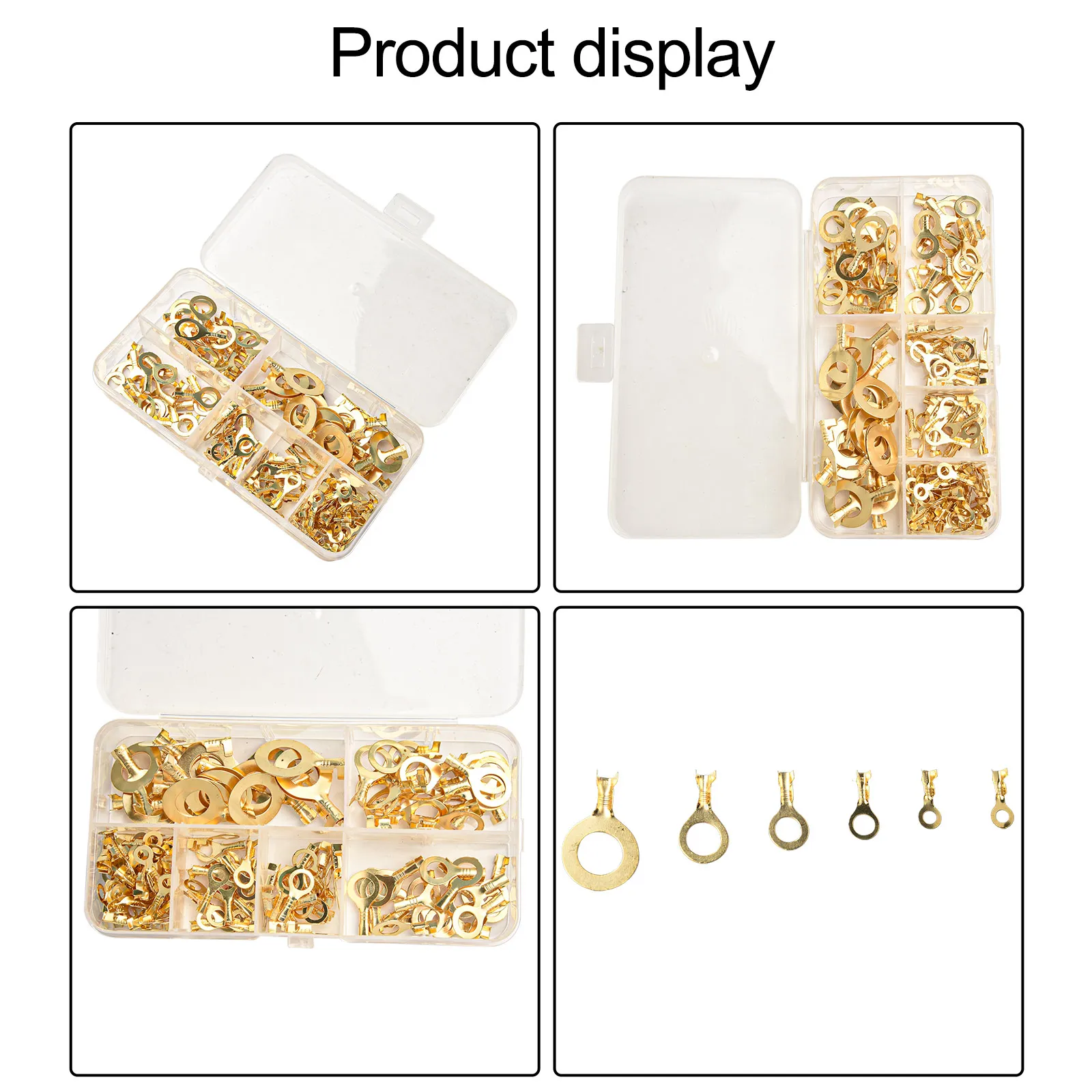 3.0mm 50pcs Ring Eye Terminal 150PCS Golden Color Manual Measurement Slight Measurement Deviation Different Sizes