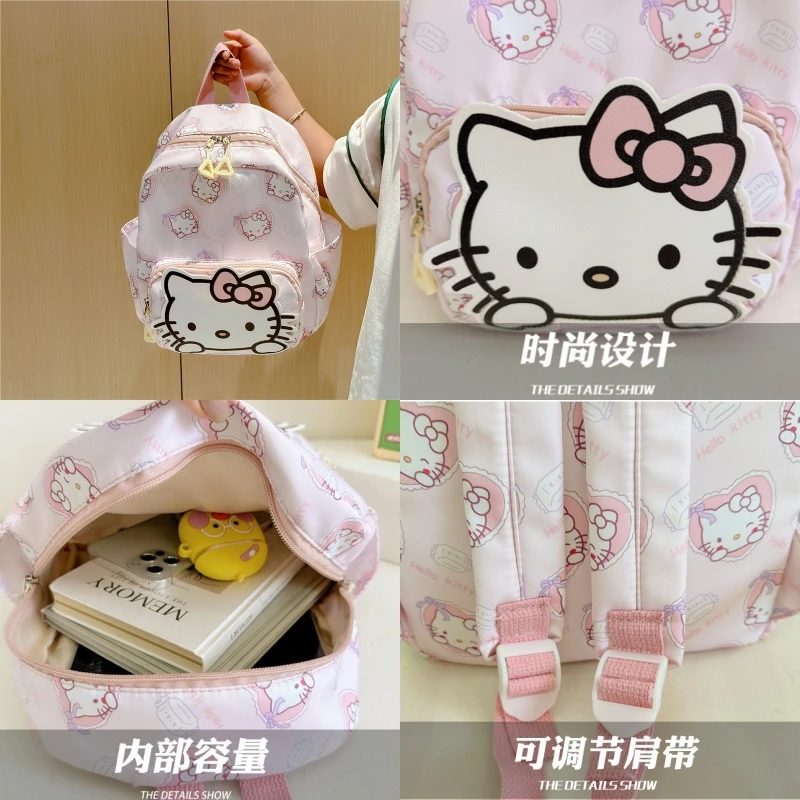 กระเป๋านักเรียนน่ารัก Sanrio Hello Kitty น่ารัก Kuromi Cinnamoroll กระเป๋าโรงเรียนกระเป๋าของฉันเมโลดี้ของขวัญคริสต์มาสสำหรับเด็กความจุสูง