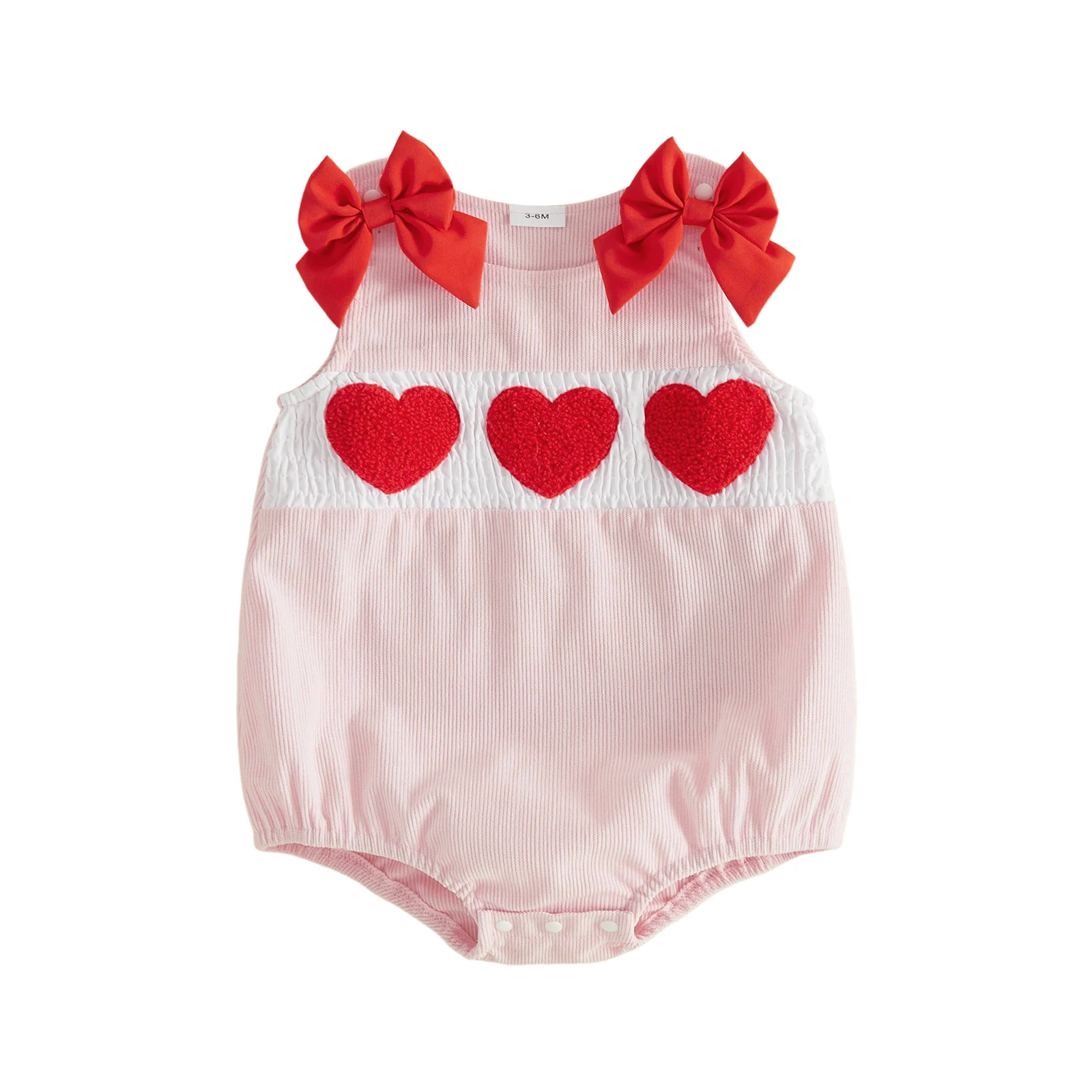 Baby Girl Valentine s Day Romper Heart Embroidery Sleeveless Bodysuits
