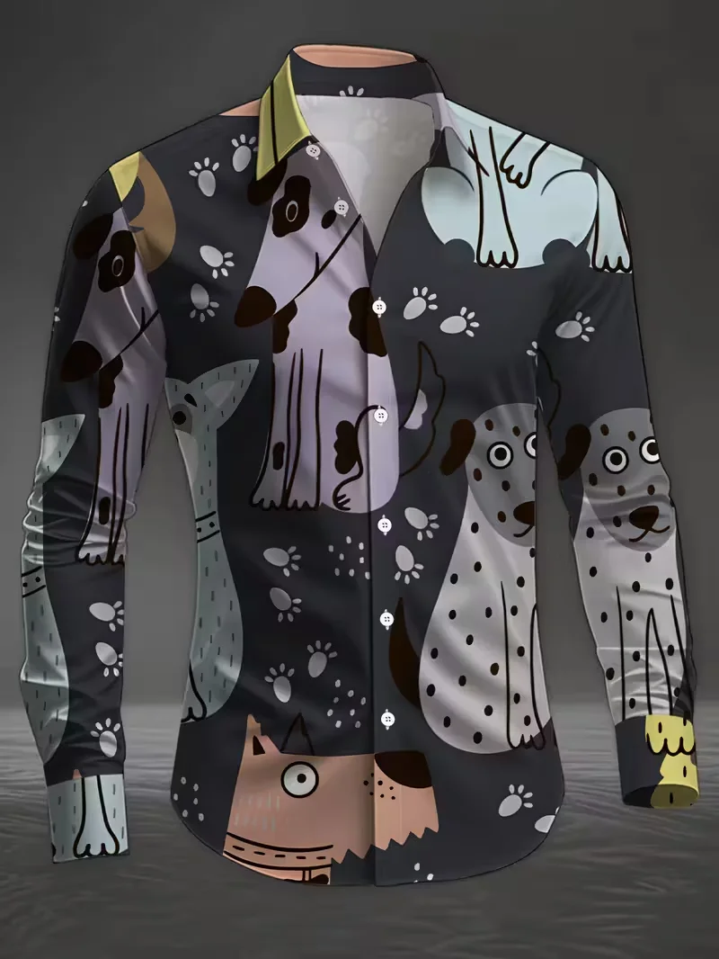 

Мужская рубашка с длинным рукавом, модная, высококачественная, с 3D-принтом в стиле мультфильмов, удобная, из бутиковой коллекции.