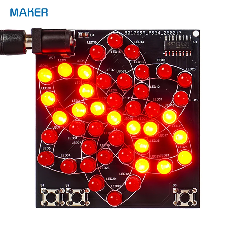 Rotating Flowing LED Lights Electronic Windmill DIY Kit , Soldering Practice Circuit for STEM Education