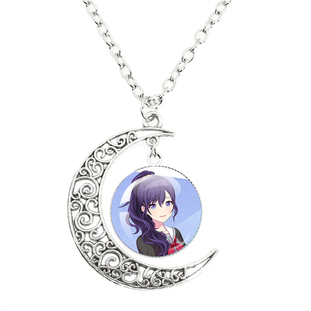 SKEAI Chaobinai Zhendong Nightcord Asahina Mafuyu Glass Dome Pendant Moon Necklace Friends Gift Jewelry