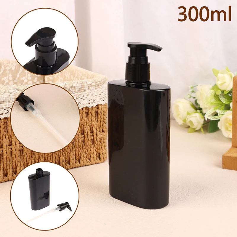 Botellas de Gel de ducha y champú de gran capacidad, dispensador de jabón negro para baño, loción rellenable, contenedor de almacenamiento de líquidos, 300ml