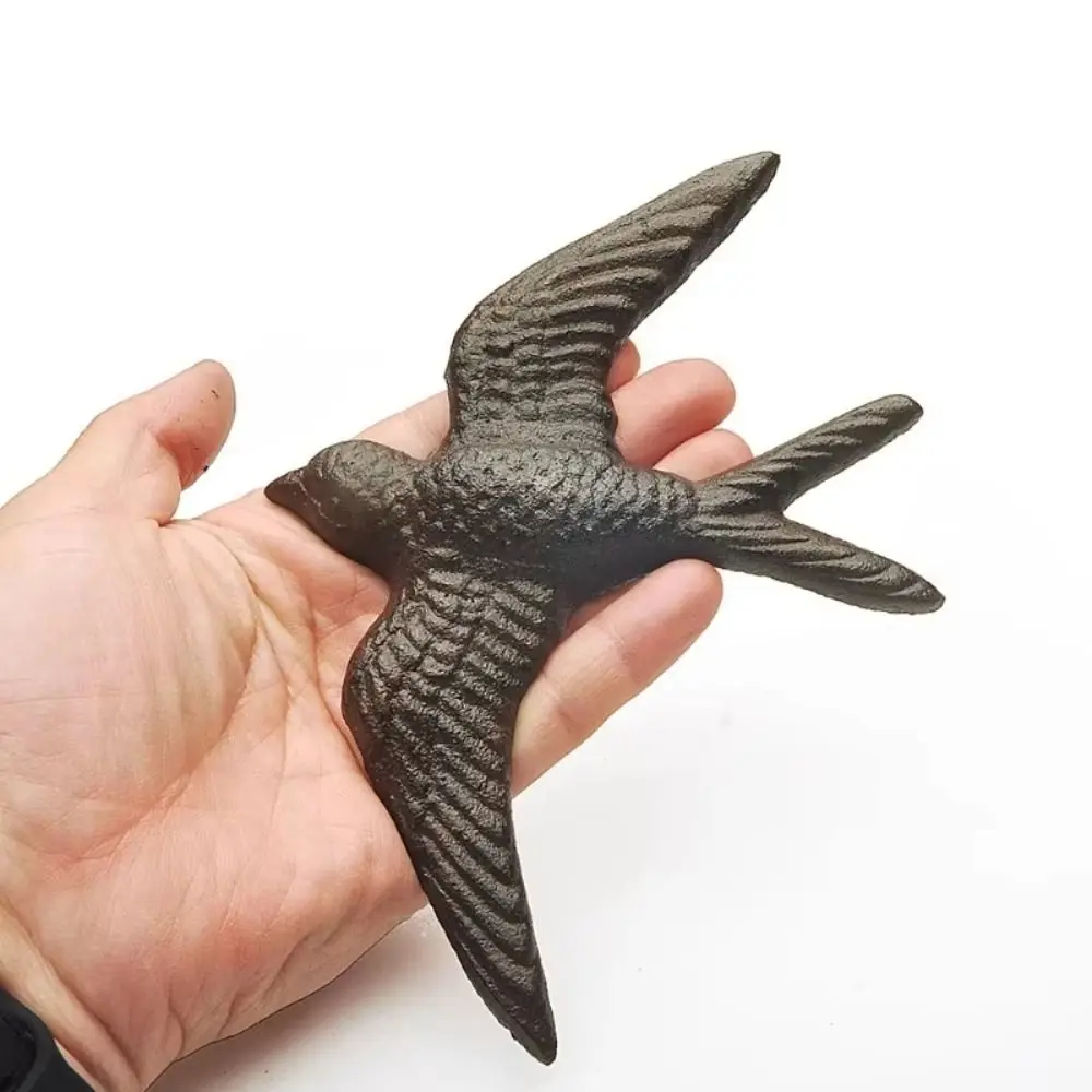 Retro Cast Iron Swallow Cast Iron Ornament Black DIY Decor Cast Iron Swallow Wind Chime Art Statue Wall Decoration