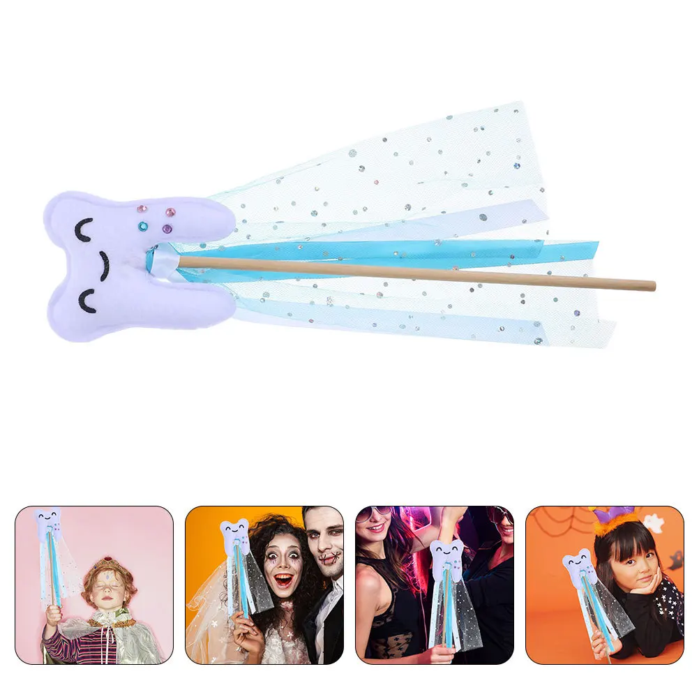 

2Pcs Whimsical Tooth Shaped Fairy Stick for Holiday Event Sparkly Wand Party Cosplay Performance Accessory
