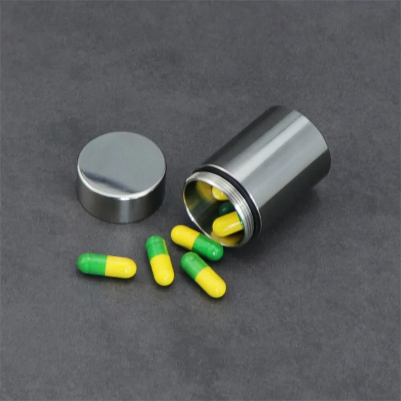 Stainless Steel Sealed Capsule Outdoor Travel Waterproof Pill Box Camping Firstaid Pendant EDC Multi-function Survival Tool Gift