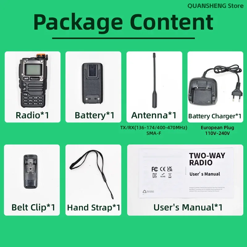 Quansheng UV K5 8 Walkie Talkie Am การสื่อสาร Fm Two Way เครื่องรับวิทยุ Ham สมัครเล่นระยะไกลไร้สายชุด Transceiver