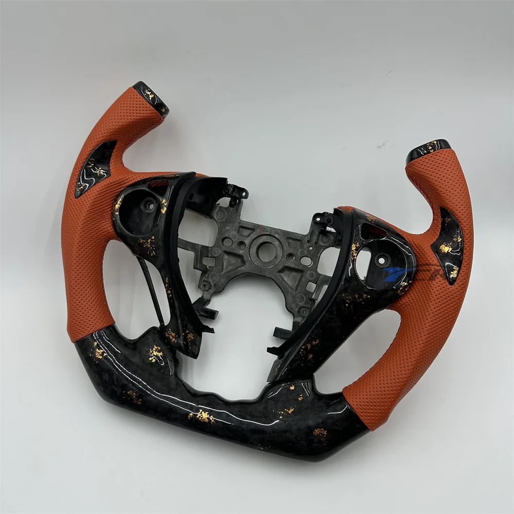 

Для Honda Accord 2013 2014 2015 2016 2017, индивидуальный кованый руль из углеродного волокна, оранжевый, перфорированный кожаный руль
