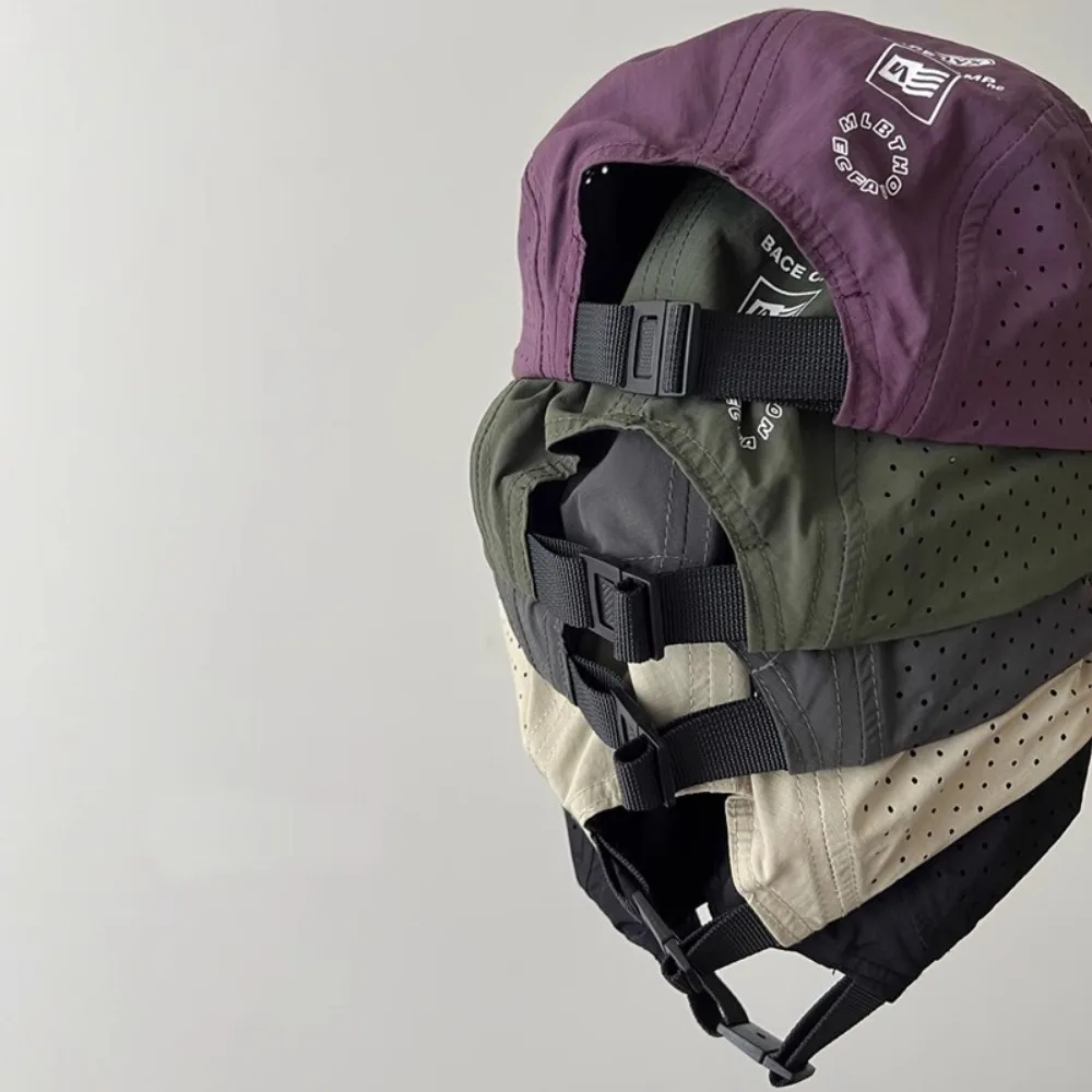 قبعات بيسبول كاجوال على الطراز الياباني حافة قصيرة 5 ألواح قبعات للحماية من الشمس قابلة للتعديل قبعات شبكية رفيعة قابلة للتنفس للجنسين