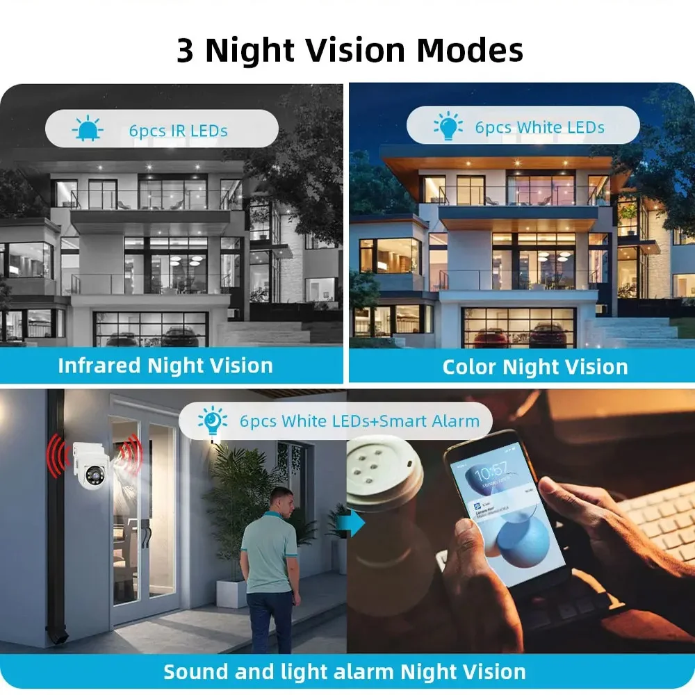 كاميرا Tuya 2K 6MP للأمن في الهواء الطلق 5G Wifi PTZ IP كاميرا ملونة للرؤية الليلية PIR كشف الحركة كاميرا خارجية Alexa/Goggle