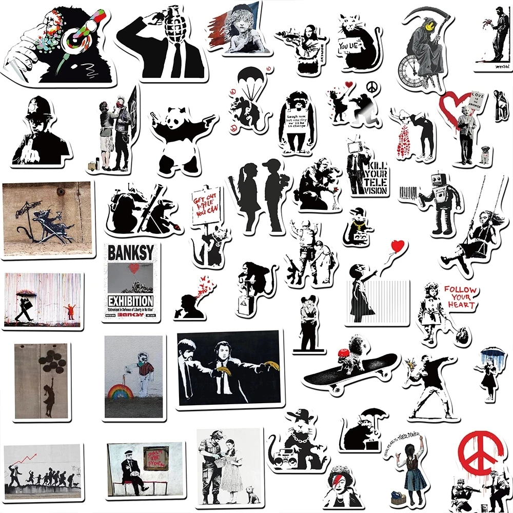 10/30/67pcs Banksy Street Style Graffiti Stickers Aesthetic Decals DIY Luggage Laptop Skateboard Phone Case Cool Kids Sticker