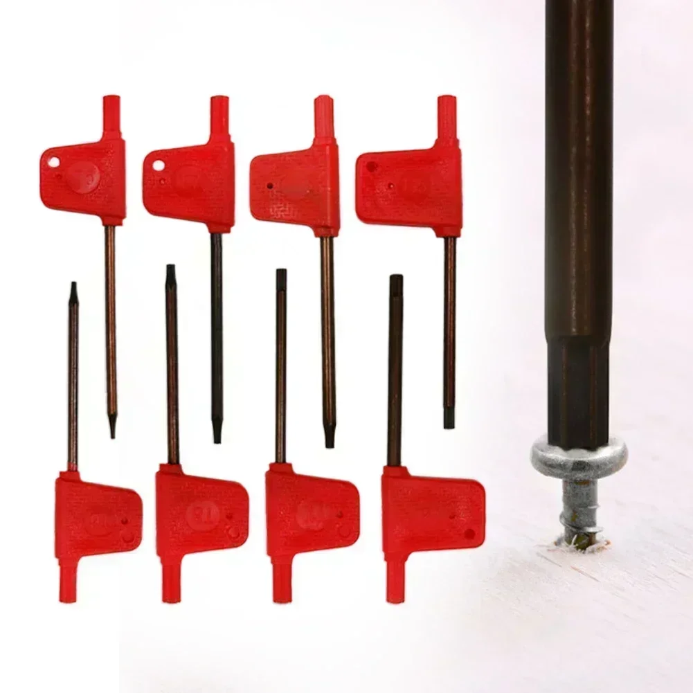 10pcs Red Flag Type Torx Screwdriver Wrench T5 T6 T7 T8 T15 T20 Torx Screw Wrench Spanner T Wrench Screwdriver Power Tool - Image 4
