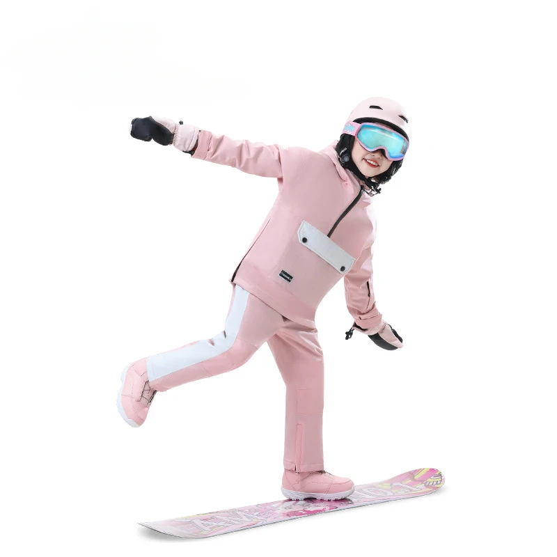 2023 Winter New Children Ski Suit for Boys Girls Outdoor Sports Cycling Snowboarding Set Waterproof Warm Cotton Skiing Jumpsuits