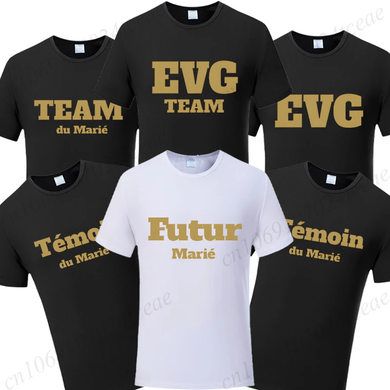 French Groom's Team Evg Future Groomsman T-shirt Single Farewell Bachelor Party Squad Tees Male Wedding Gift Oversized Clothing