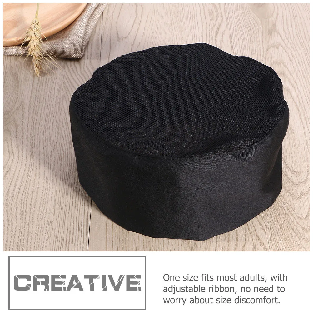 

3Pcs Black Chef Hat Breathable Mesh Adjustable Unisex Cooking Cap for Kitchen Catering Workers Fine Texture Workwear