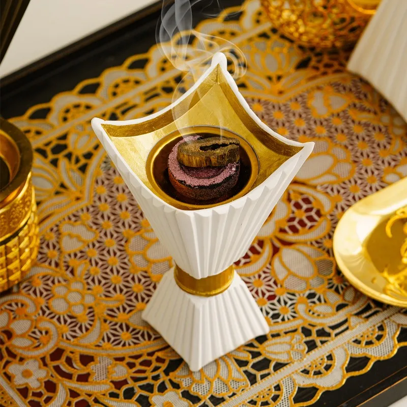 Modern Square Corner Holy Grail Incense Burner Light Luxury Aromatherapy Burner Home Living Room Desktop Decoration Ornament