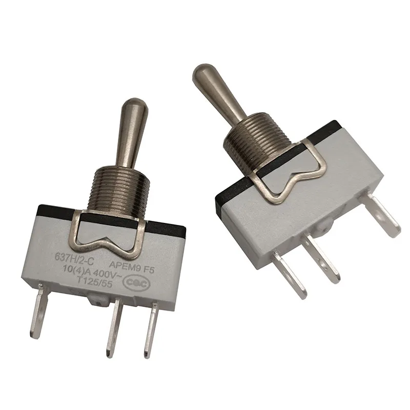 Original 637H/637H/2-C 10A250V toggle switch 3-pin double-sided reset switch 10(4)A 400V MOM-OFF-MOM