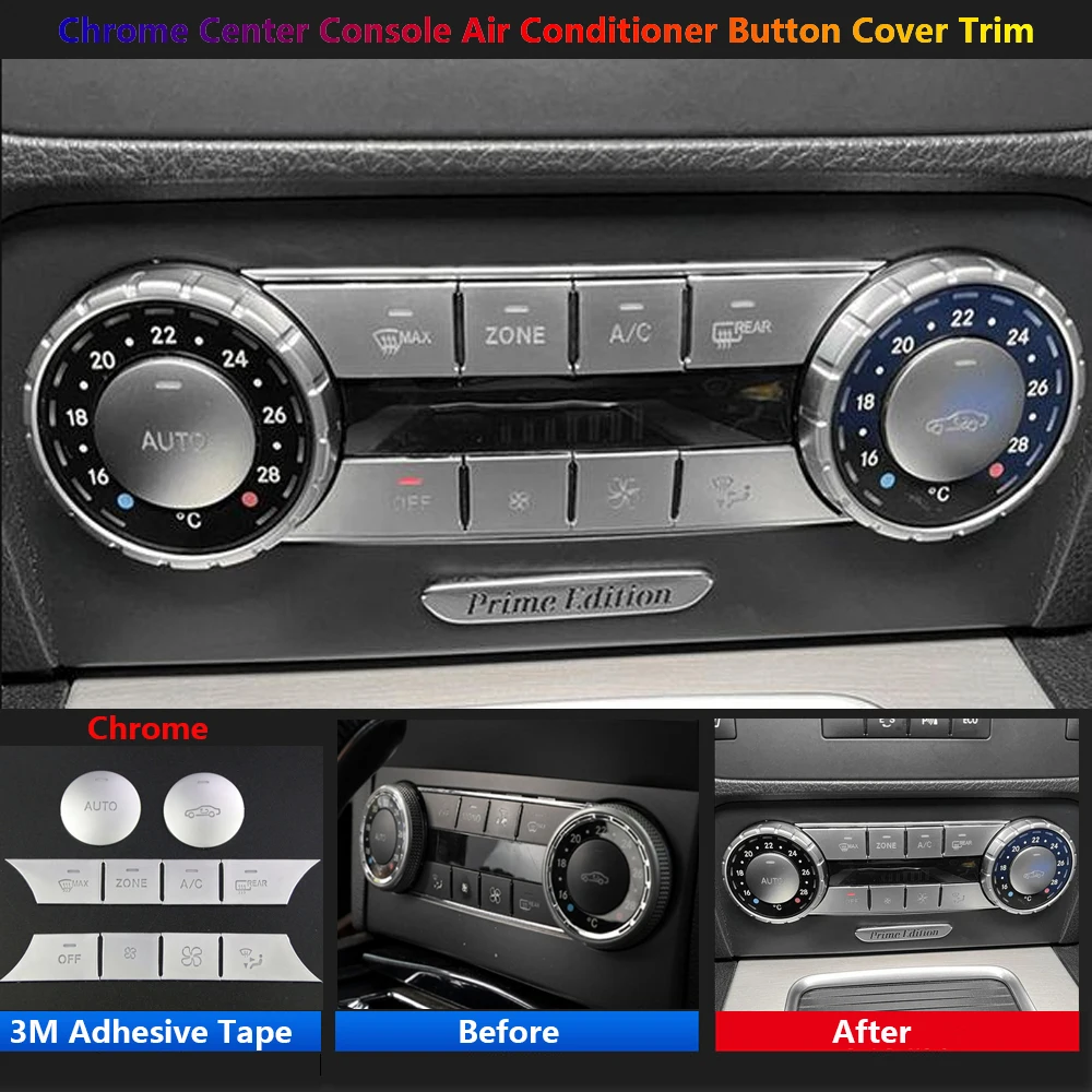 Car Center Console Air Condition AC ZONE Switch Button Cover Trim Stickers For Mercedes Benz W204 C218 X166 X164 X204 W166 W64 3