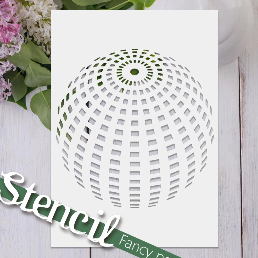 1PC A4 8.2×11.7inch 3D Sphere Geometric Painting Stencil Reusable Template for DIY Wall Tote Bag Fabric Wood Paper Journal Decor