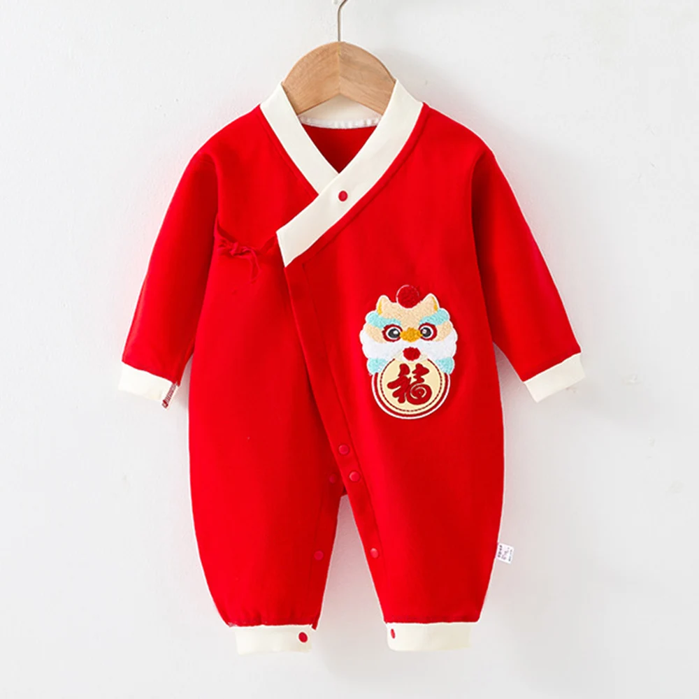 Newborn Baby Clothes Boy Girl Long Sleeve Romper 100% Cotton Spring Autumn Winter Chinese Style Christmas Baby Jumpsuit