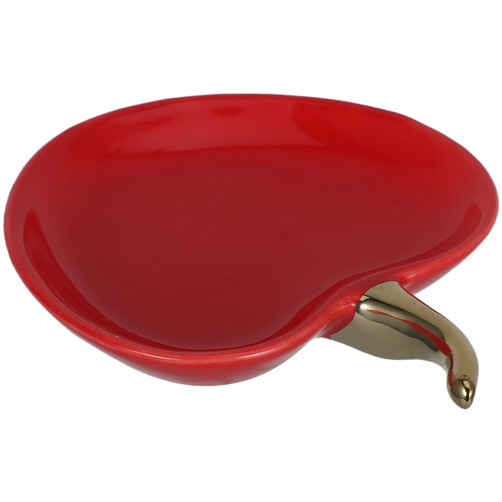 Red Ceramic Jewelry Dish Inspired Decorative Trinket Tray for Vanity Dresser Countertop Necklace Holder Perfume Plate