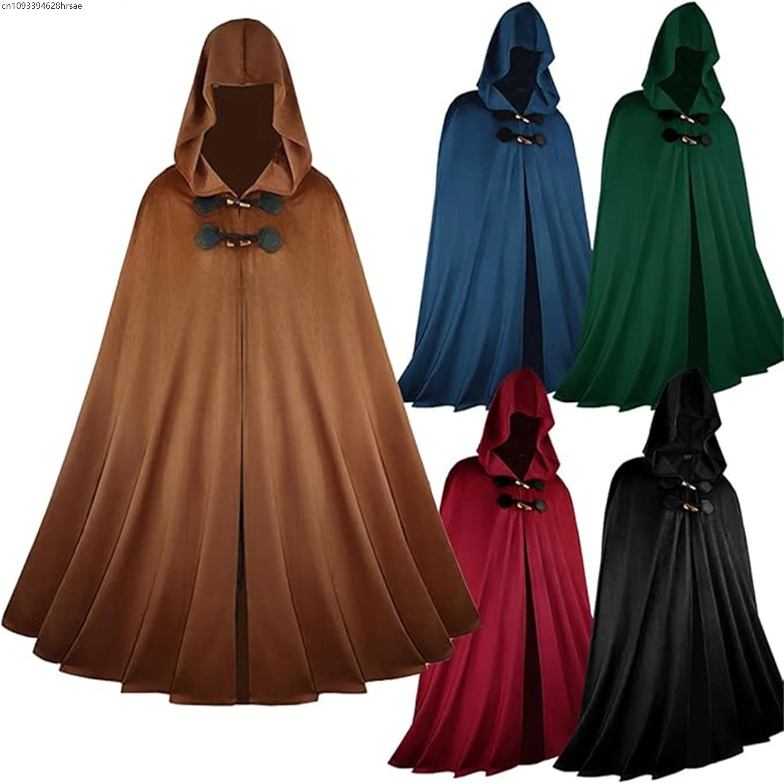 

Medieval Velvet Hooded Cloak Renaissance Steampunk Cape with Hood Vintage Capelet Sorcerer Knight Cosplay Costume Halloween
