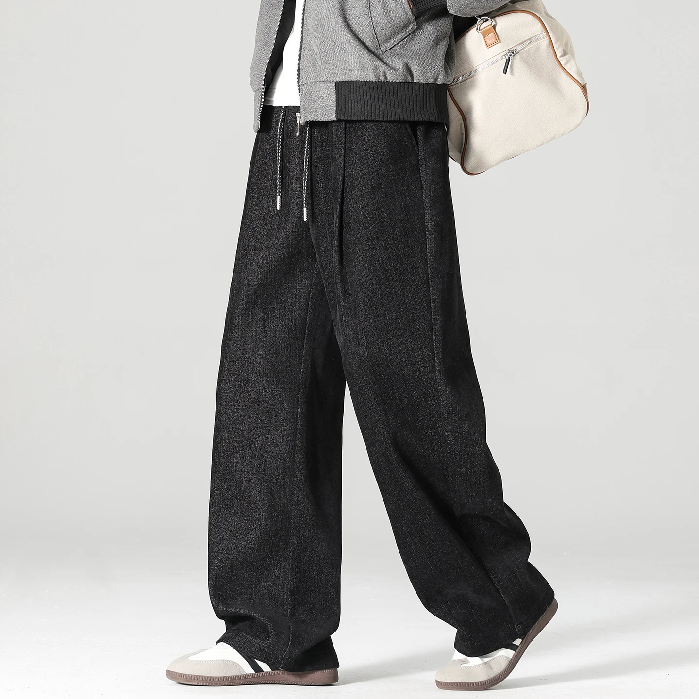 2026 Autumn/Winter Men's Fashion Casual Stretchy Foggy Loose Straight-Tee Casual Pants