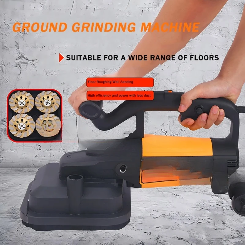 3800W Wall Grinding Machine Handheld Four-wheeled rough Dust-free Plasterer with Extension Rod walls concrete floors Polish tool