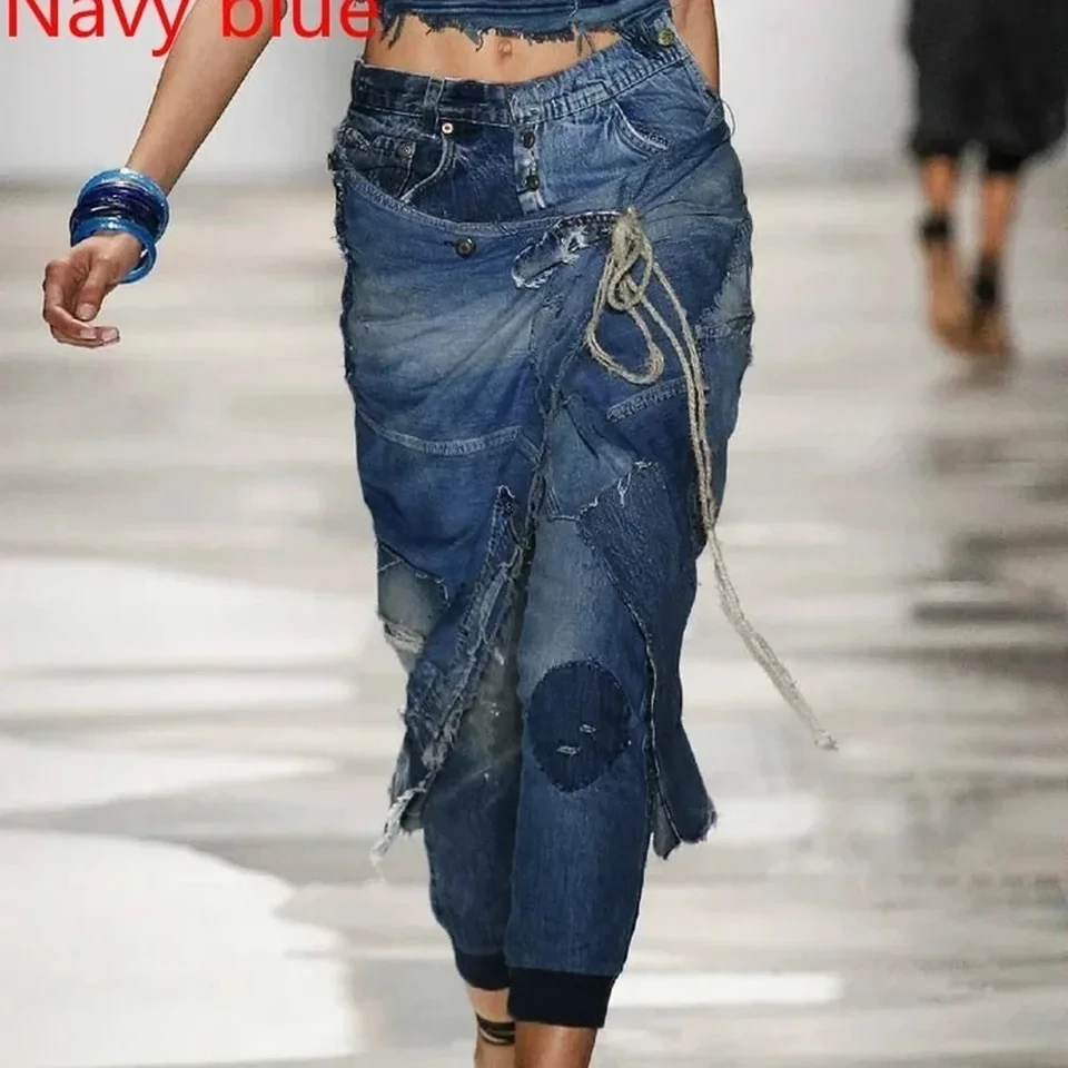 

Streetwear Jeans for Women, Pencil Pants, Washed, Bleached, Vintage, Low Waist, Personality, Broken Hole, New Fashion