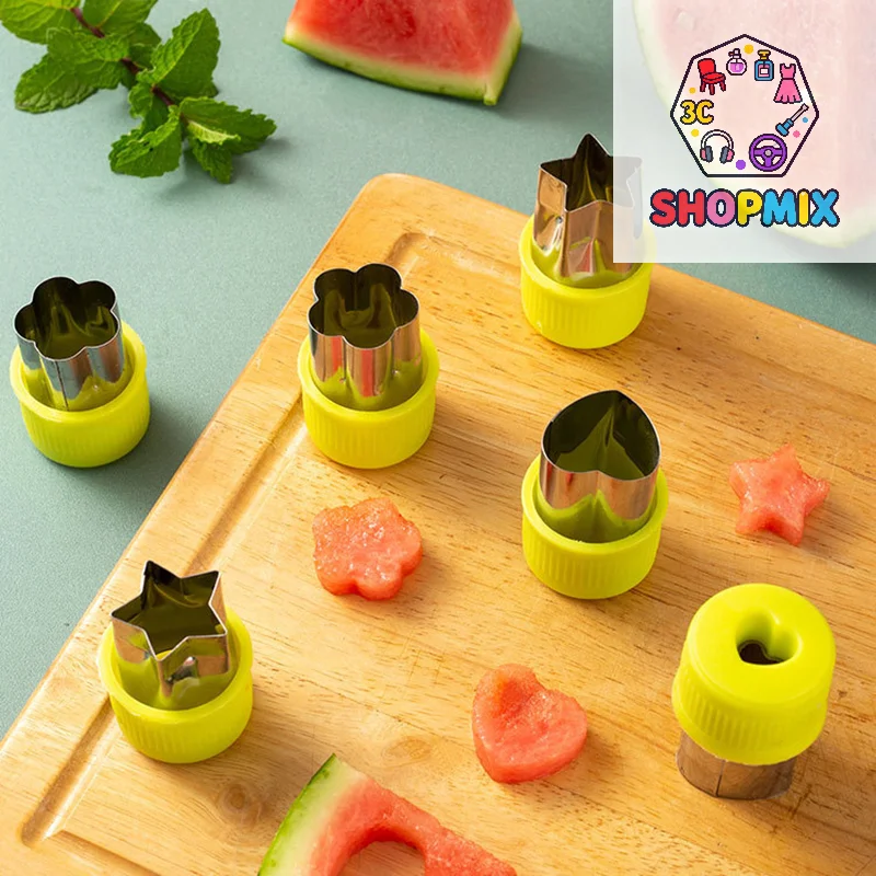 3Pcs/Set Star Heart Flower Shape Vegetables Cutter Plastic Handle Portable Stainless Steel Fruit Cutting Kitchen Gadgets