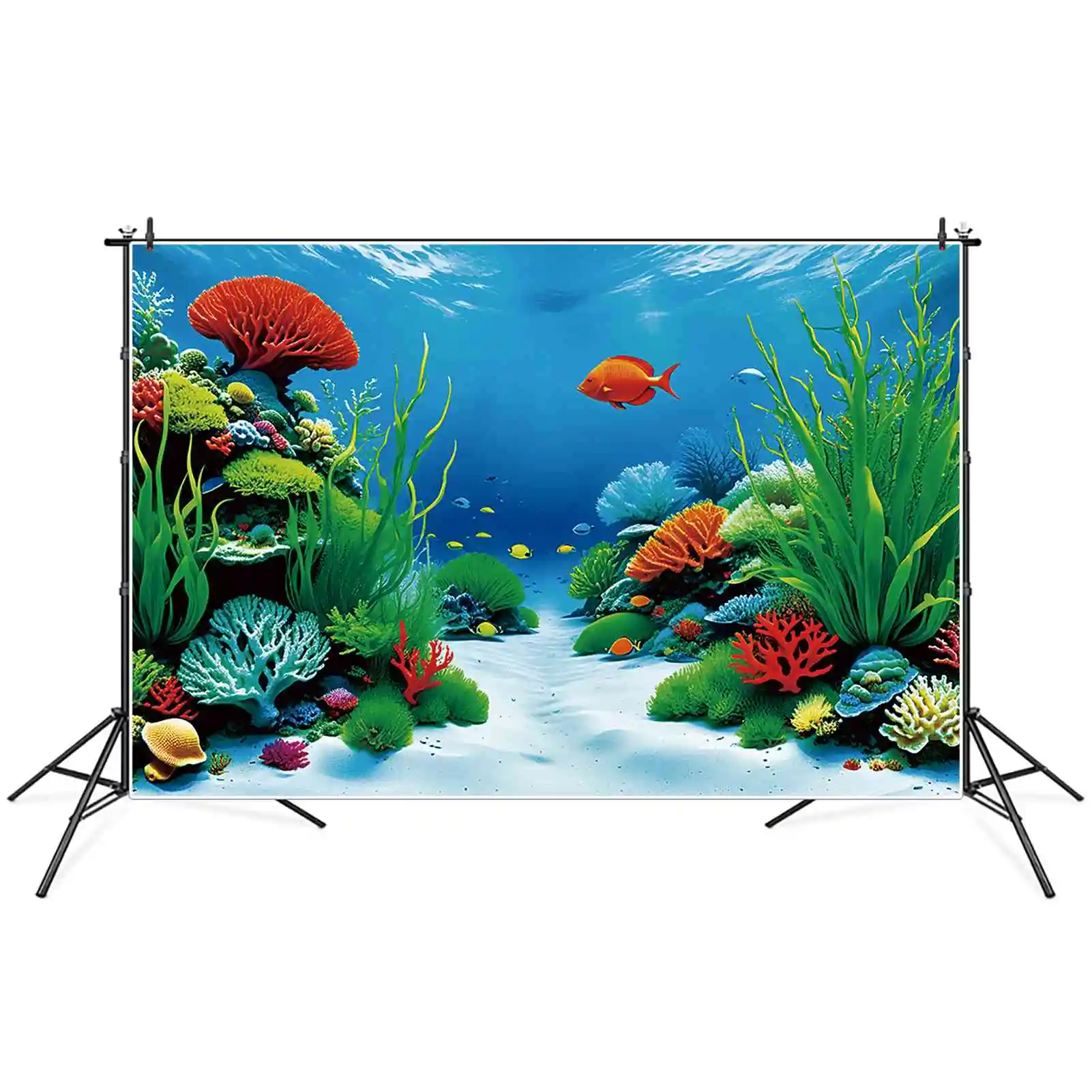 MOON.QG Bright Red Blue Green Aquarium fondali ragazze Coral Sea Grass compleanno sfondi accessori per fotochiamate per feste personalizzate