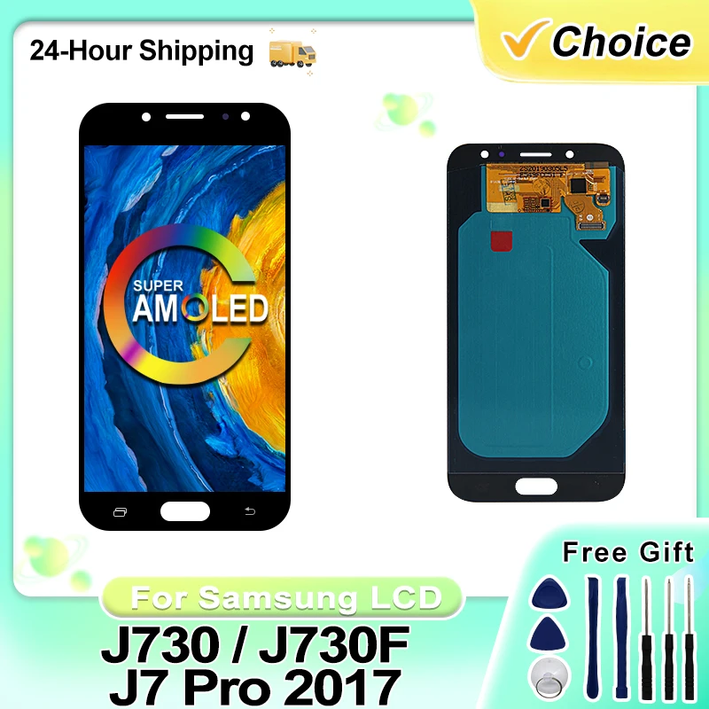 SUPER AMOLED 5.5 \'\'dla Samsung Galaxy J730 wyświetlacz LCD J730F ekran dotykowy Digitizer dla SM-J730F J7 Pro 2017 części zamienne