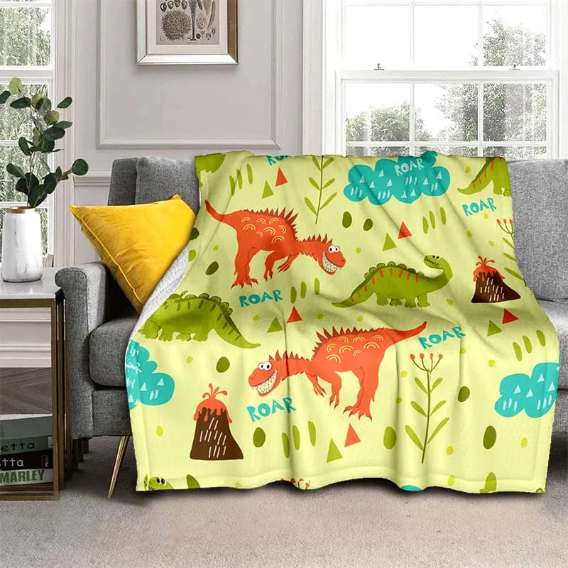 Cute little dinosaur covered with printed thin blanket  for children Sofa blanket for children Blanket for bed Picnic blanket