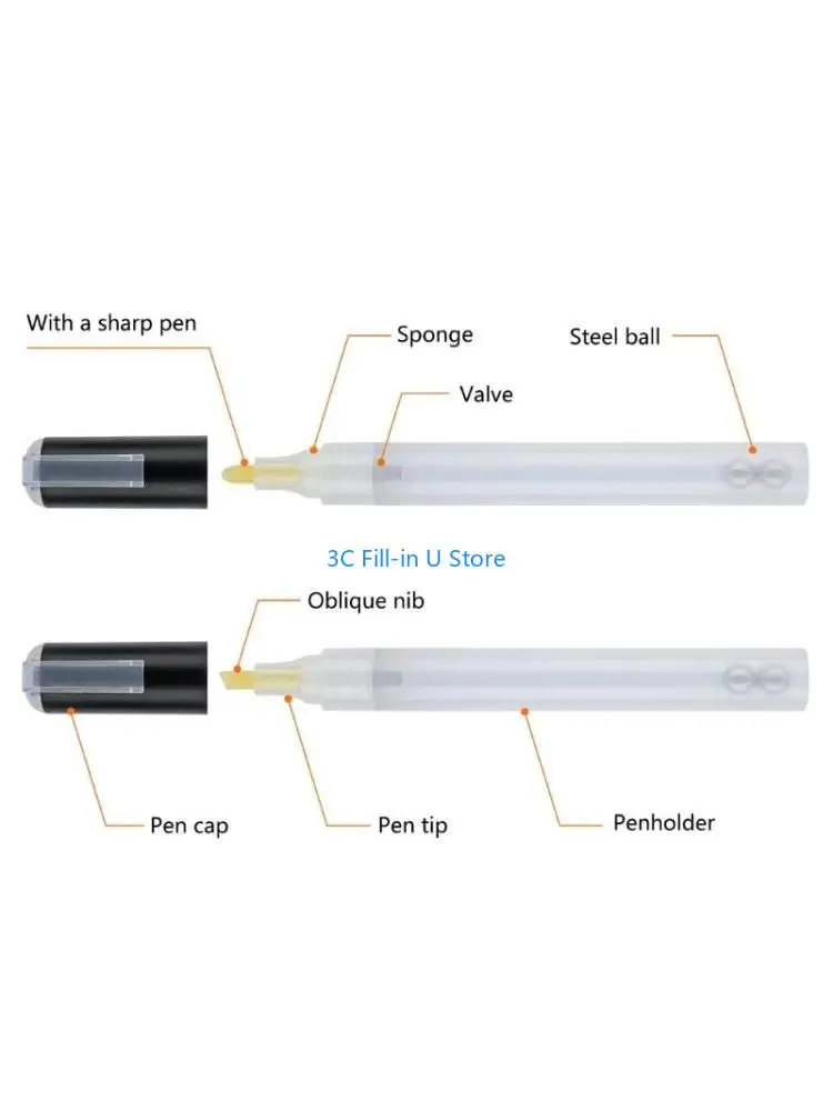 

G8TA 6x пустые ручки для акриловой краски, пустые маркеры для заправки, художественные принадлежности для рисования