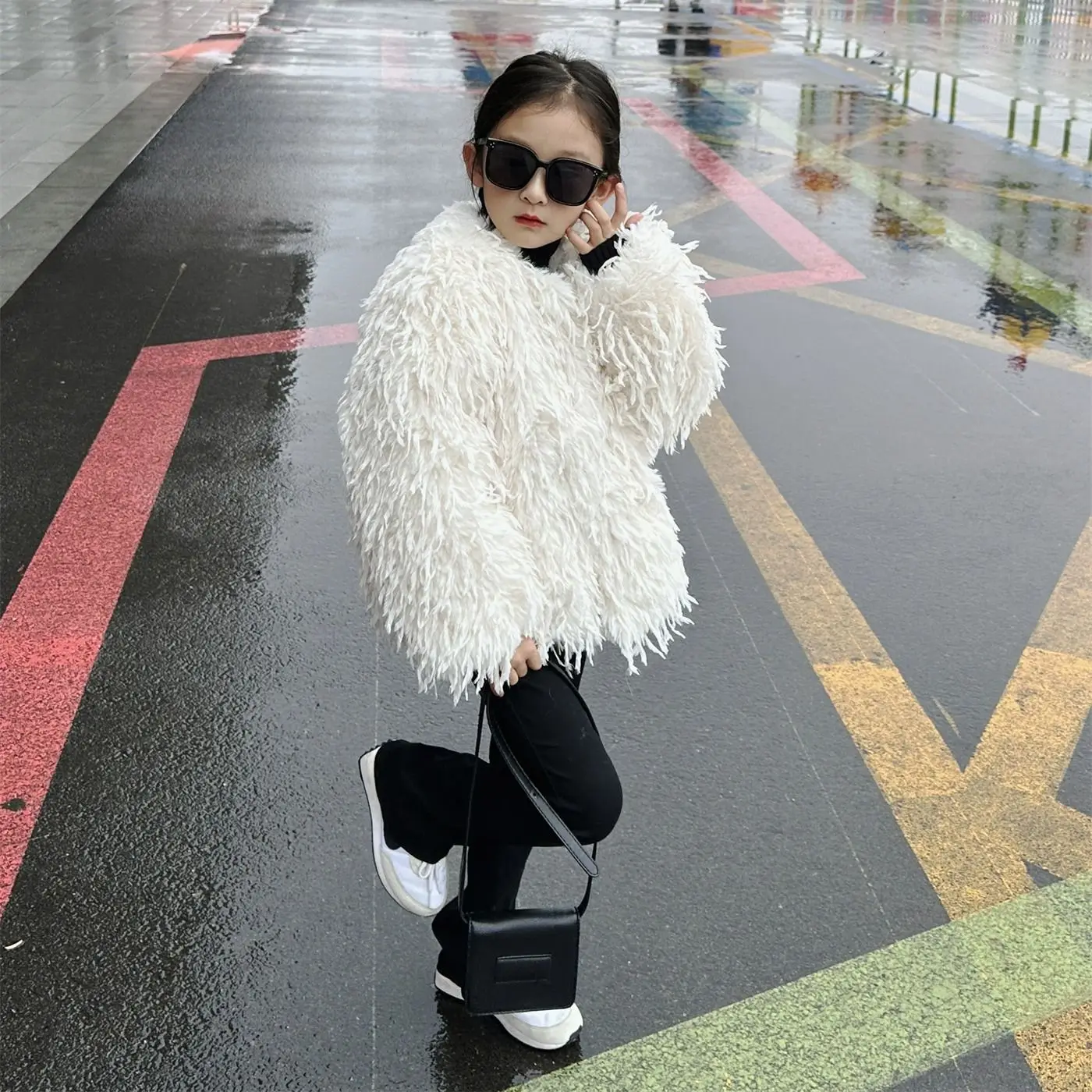 Girls Fur Coat Autumn and Winter New Cotton Coat Thick Velvet Children Faux Fur Children Warm Coat