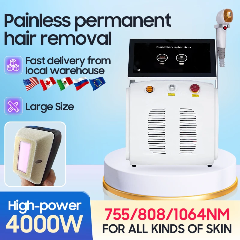 

2025 Professional 3 Wavelength Diode Laser Hair Removal Machine High Power Ice Cooling Diode Laser Depilation Hair Machine