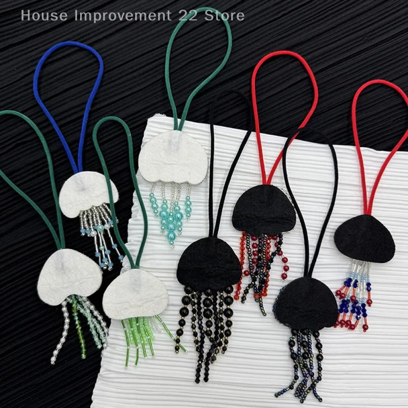 Rhinestone Beaded Jellyfish Patch Hanging Rope Patch Crystal Bag Lanyard Patch Beading Applique