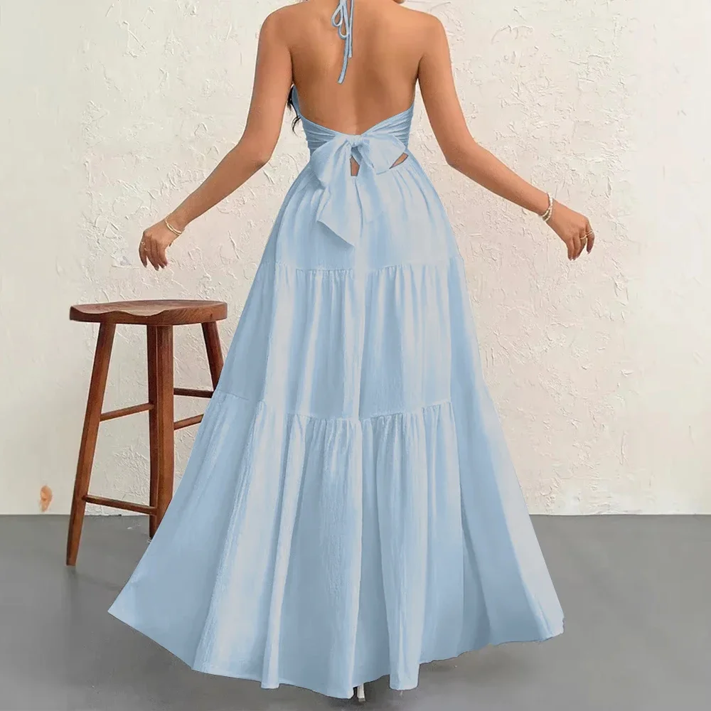 CPSYMYM  Dresses Spring Summer Simple Elegant Solid Color Sleeveless V-Neck Maxi Party Shift Dresses For Women