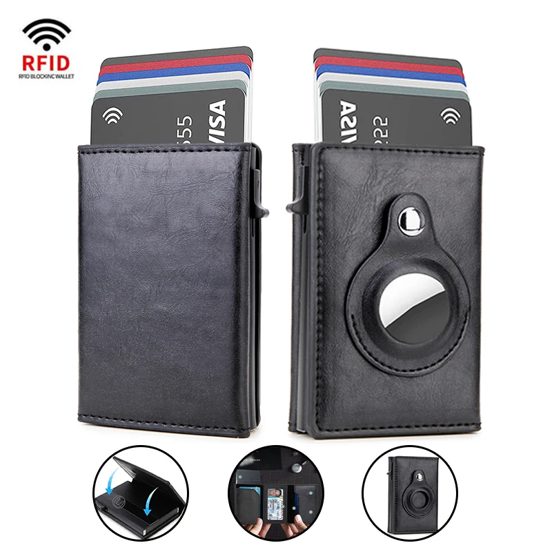

2023 New Apple Airtag Wallet Men Carbon Fiber Fashion ID Credit Card Holder Rfid Slim Airtag Slide Wallet Designer Cardholder