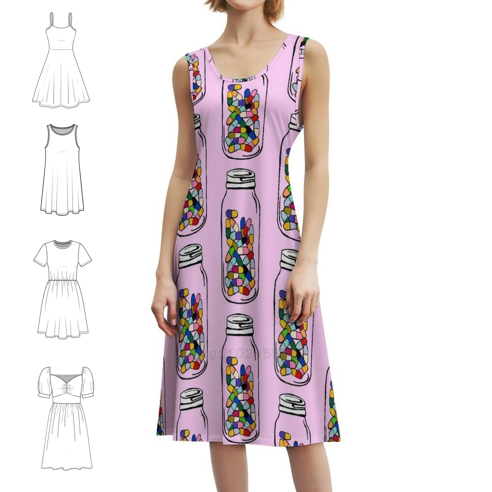 فستان كاجوال على الطراز الكوري من Jagged Little Pills للنساء فساتين بسيطة يومية للمكتب للسيدات حبوب ريترو ممتعة ملونة للسيدات #1